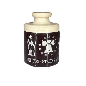 VINTAGE AMERICAN BISQUE Mister Mustard Bicentennial Glass Kitchen Jar